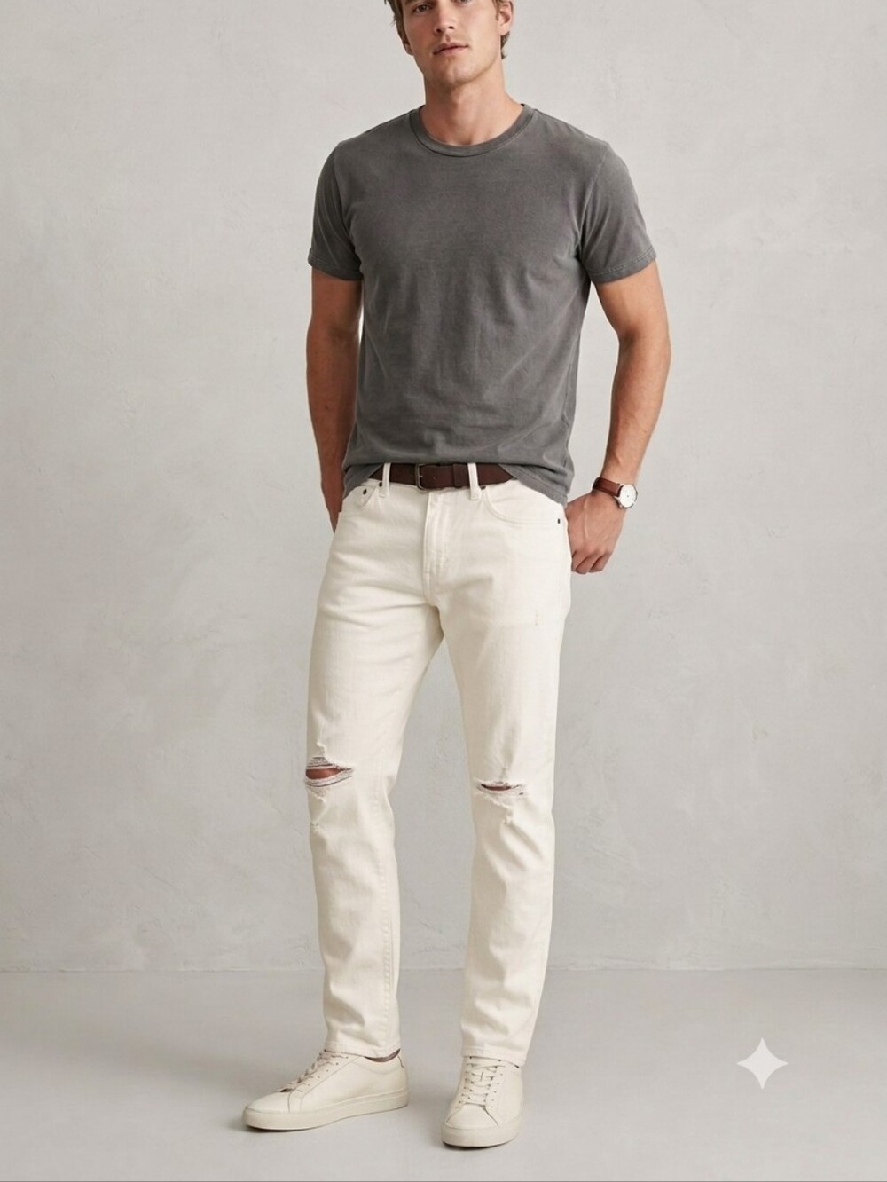 Abercrombie & Fitch NWT Men's 33X32 White Rustin Athletic Slim Distressed Jeans